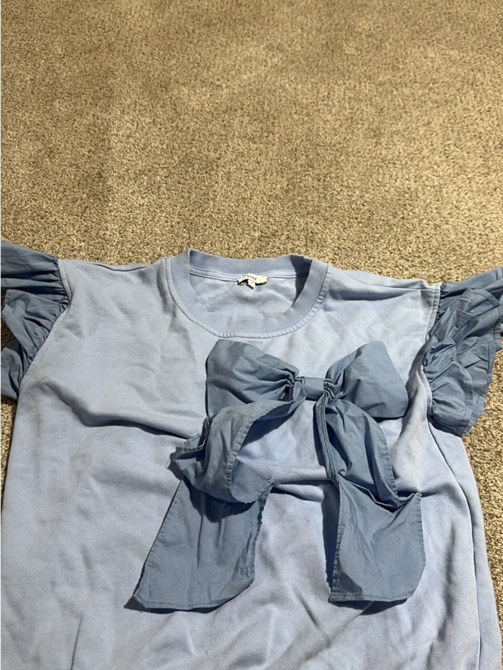 Source Unknown Light Blue Bow Detail Women's Top